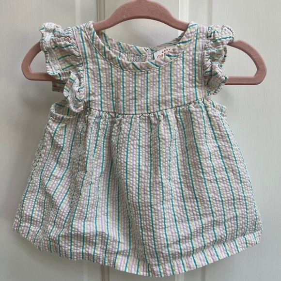 NWOT Cat & Jack 0-3M Striped Short Flutter Sleeve Girls Blouse Top - Picture 1 of 4